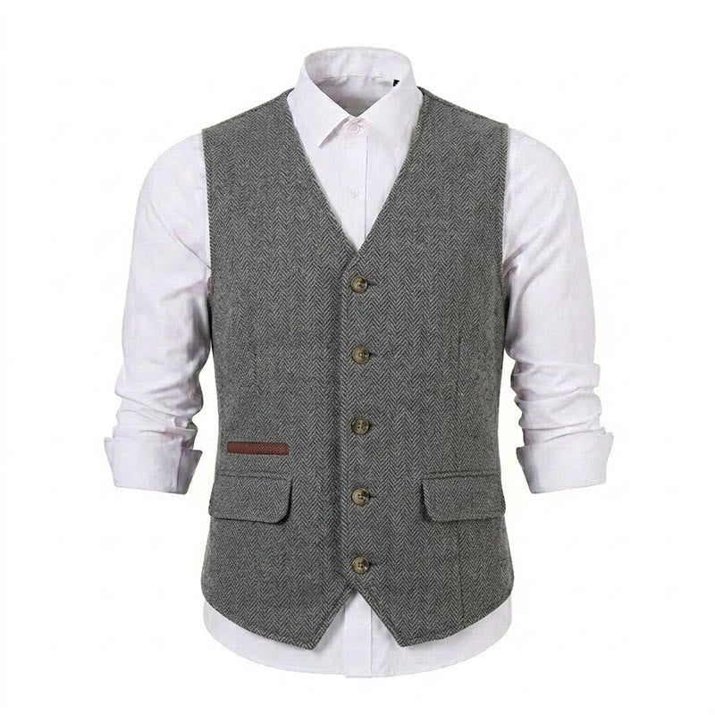 Gilet da uomo in tessuto a spina di pesce, spesso e casual, in stile britannico. - image 30