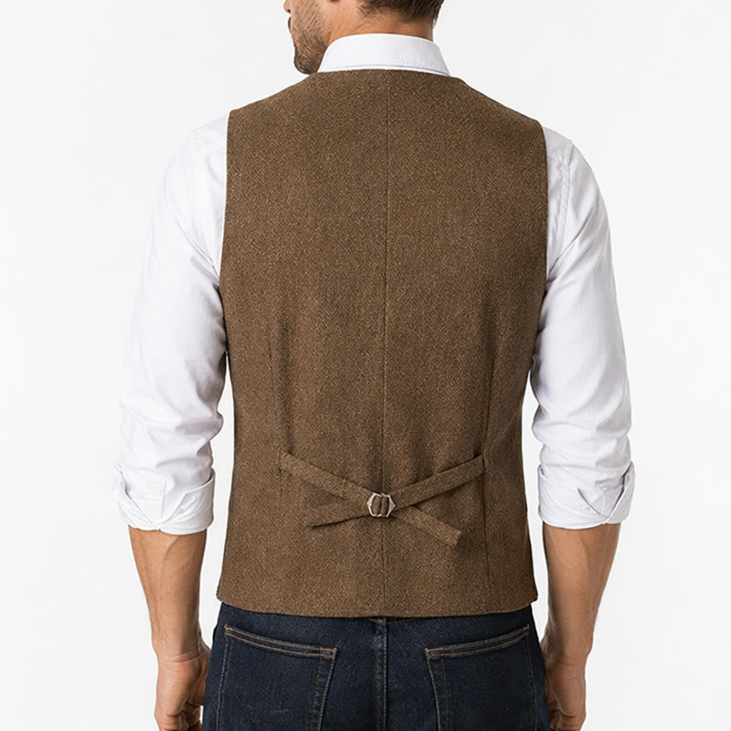 Gilet da uomo in tessuto a spina di pesce, spesso e casual, in stile britannico. - image 3