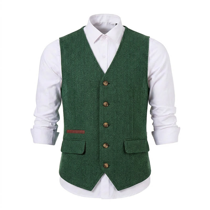 Gilet da uomo in tessuto a spina di pesce, spesso e casual, in stile britannico. - image 27