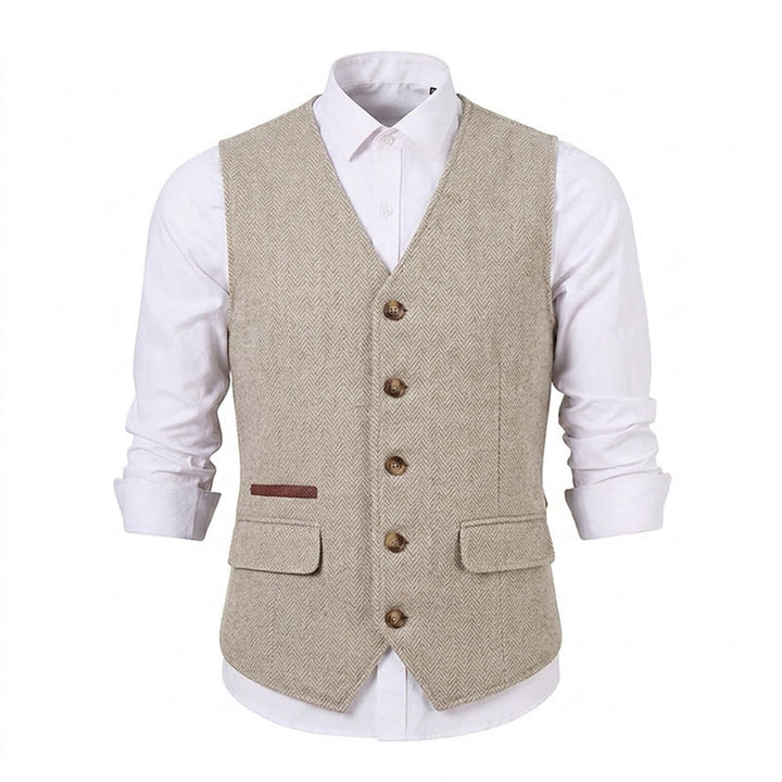 Gilet da uomo in tessuto a spina di pesce, spesso e casual, in stile britannico. - image 33