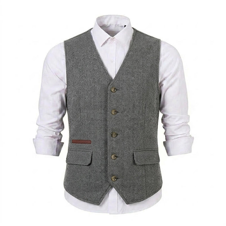 Gilet da uomo in tessuto a spina di pesce, spesso e casual, in stile britannico. - image 30