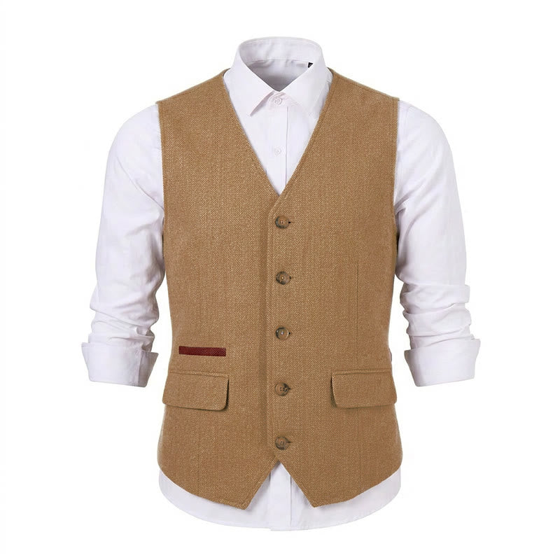 Gilet da uomo in tessuto a spina di pesce, spesso e casual, in stile britannico. - image 26