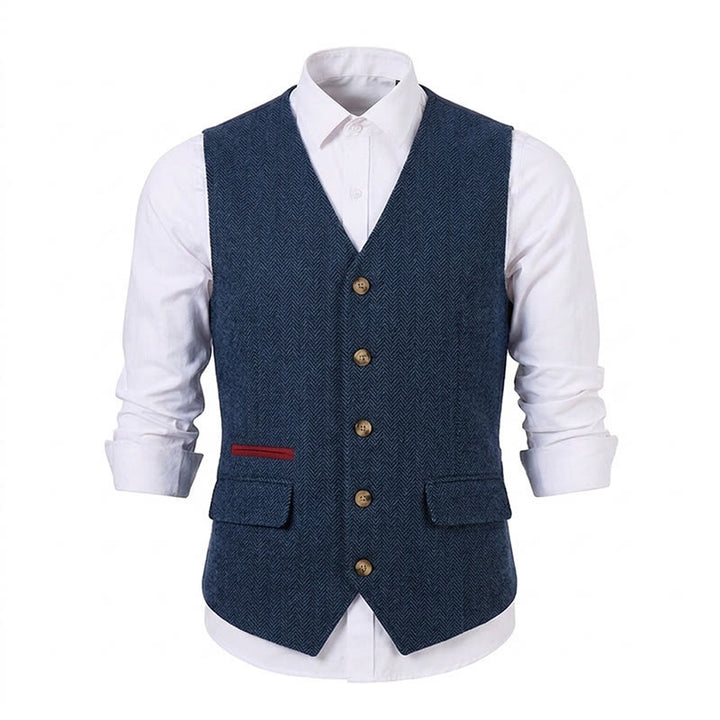 Gilet da uomo in tessuto a spina di pesce, spesso e casual, in stile britannico. - image 35