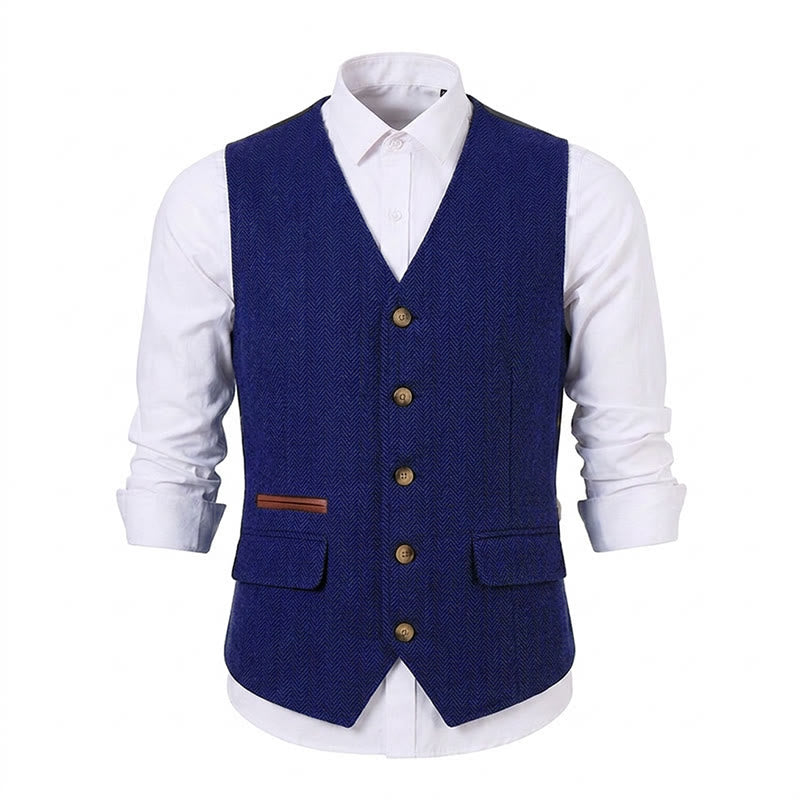 Gilet da uomo in tessuto a spina di pesce, spesso e casual, in stile britannico. - image 34