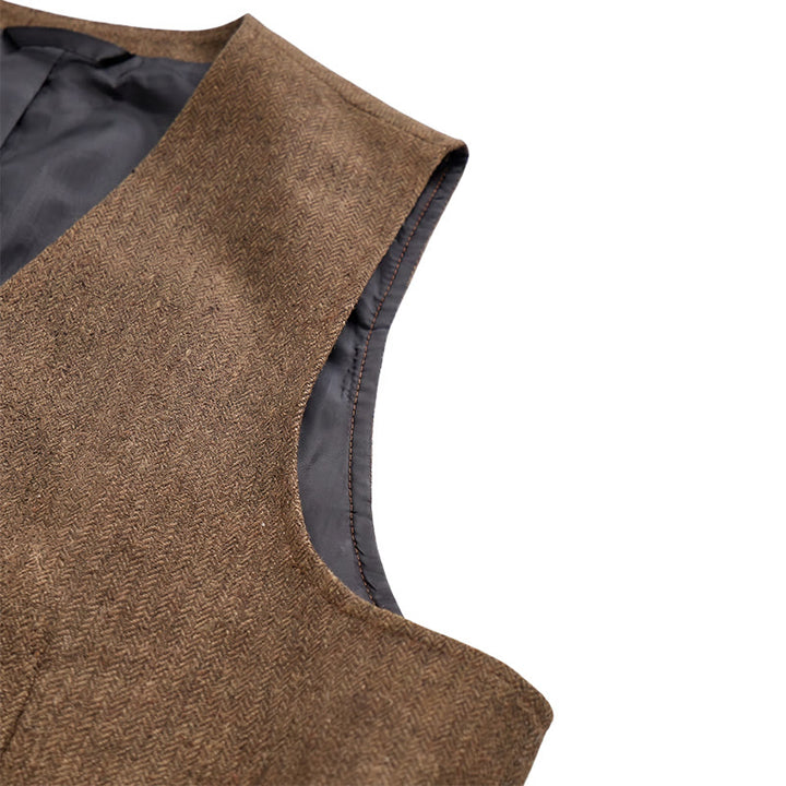Gilet da uomo in tessuto a spina di pesce, spesso e casual, in stile britannico. - image 18
