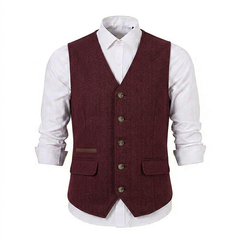 Gilet da uomo in tessuto a spina di pesce, spesso e casual, in stile britannico. - image 31