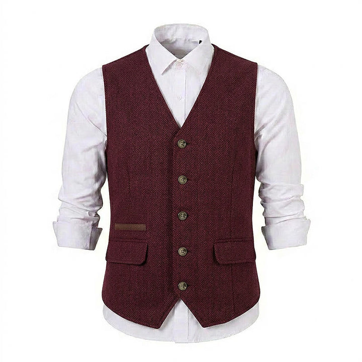 Gilet da uomo in tessuto a spina di pesce, spesso e casual, in stile britannico. - image 31