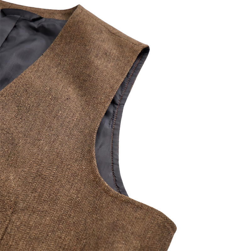 Gilet da uomo in tessuto a spina di pesce, spesso e casual, in stile britannico. - image 18