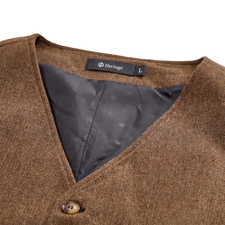 Gilet da uomo in tessuto a spina di pesce, spesso e casual, in stile britannico. - image 17