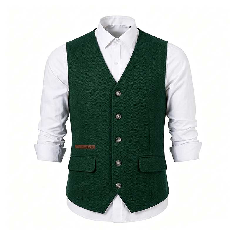 Gilet da uomo in tessuto a spina di pesce, spesso e casual, in stile britannico. - image 24