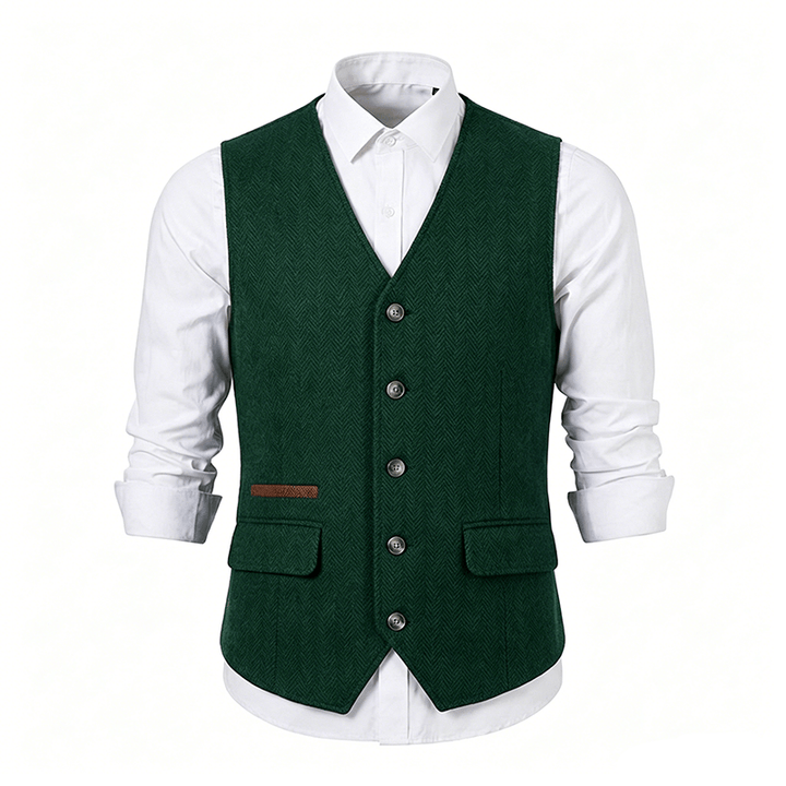Gilet da uomo in tessuto a spina di pesce, spesso e casual, in stile britannico. - image 24