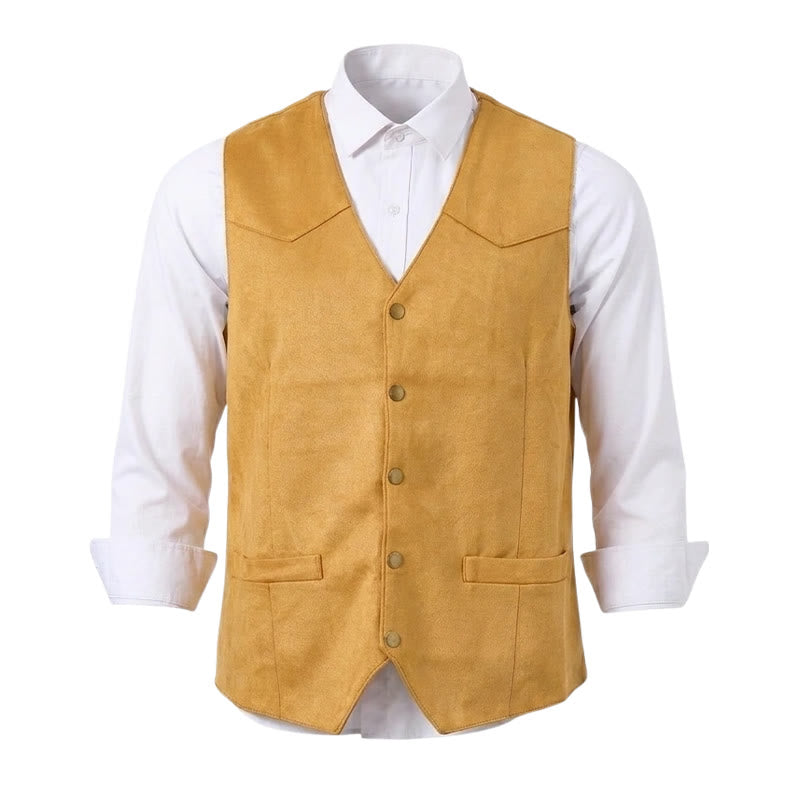 Gilet da uomo casual in stile western effetto camoscio, ideale da indossare a strati. - image 9