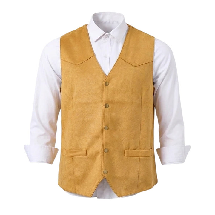 Gilet da uomo casual in stile western effetto camoscio, ideale da indossare a strati. - image 9