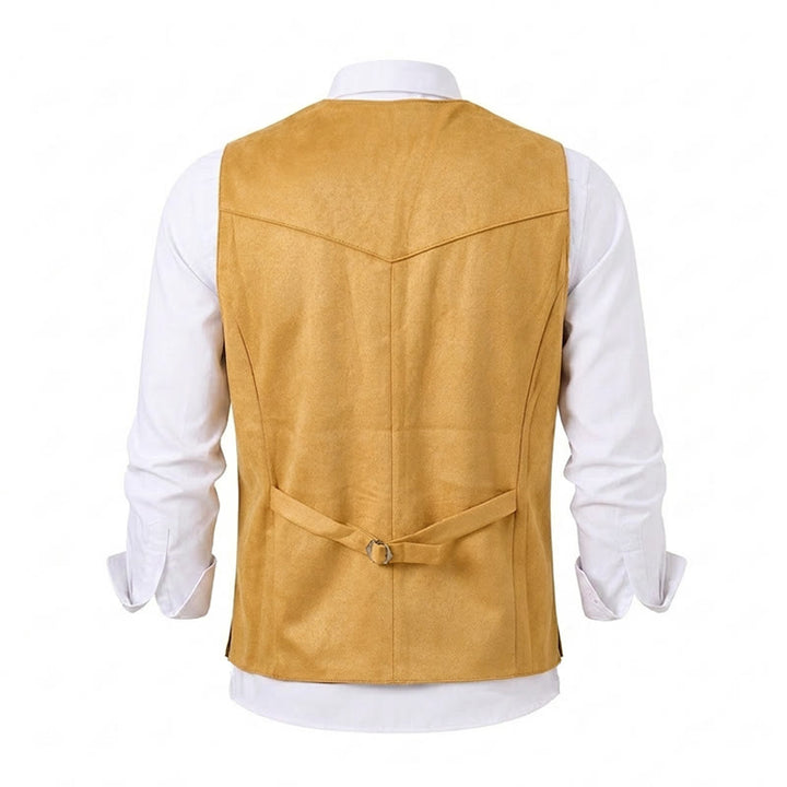 Gilet da uomo casual in stile western effetto camoscio, ideale da indossare a strati. - image 10