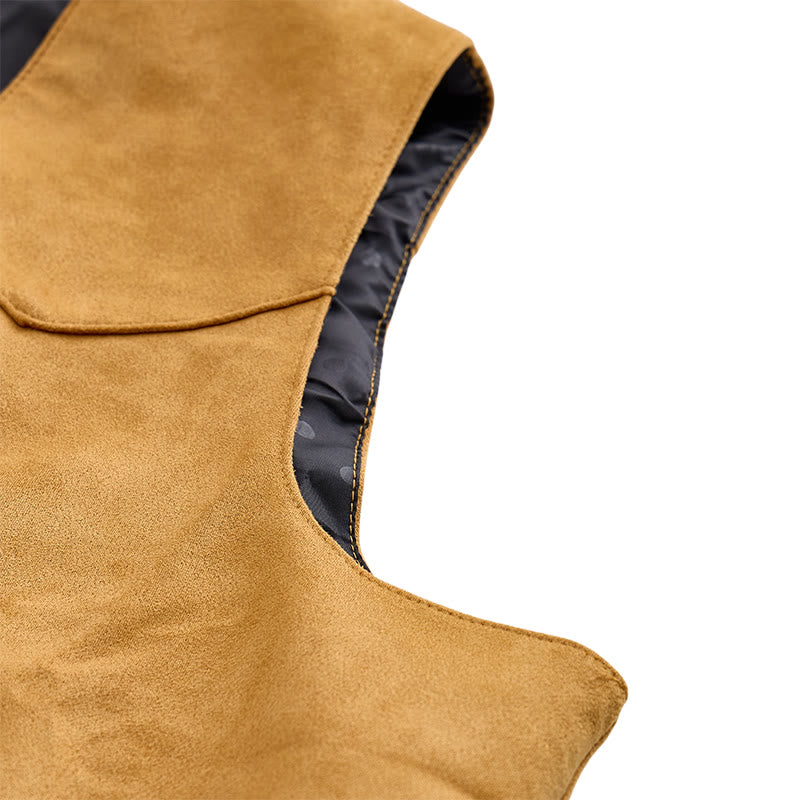 Gilet da uomo casual in stile western effetto camoscio, ideale da indossare a strati. - image 5