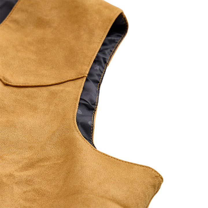 Gilet da uomo casual in stile western effetto camoscio, ideale da indossare a strati. - image 5
