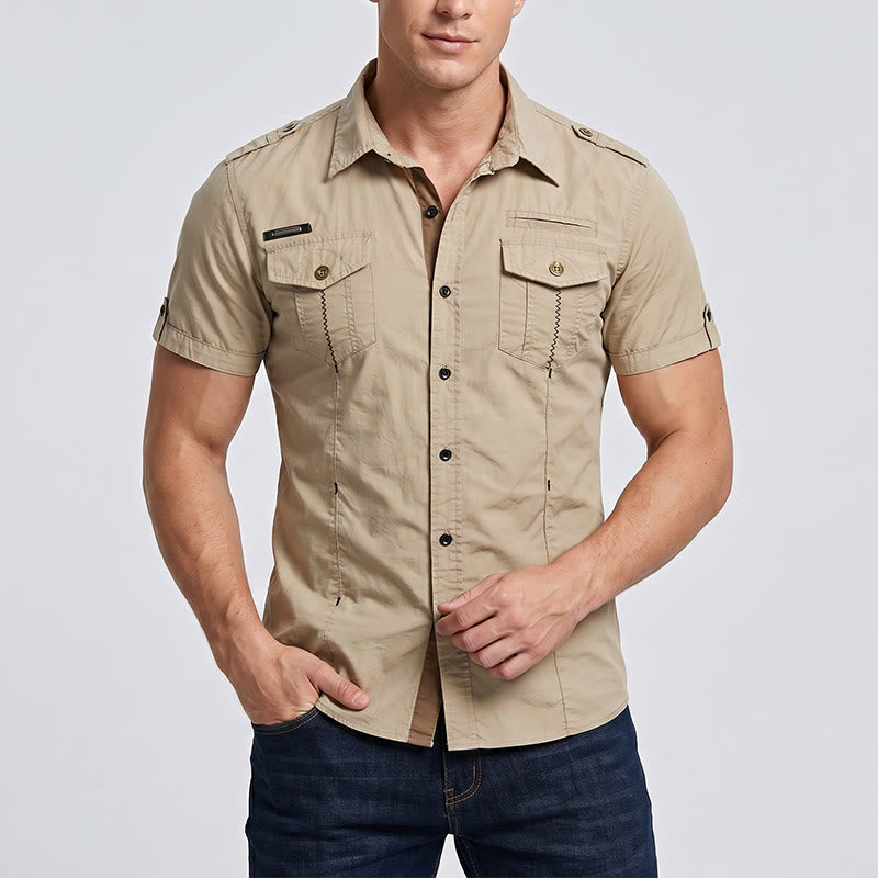 Camicia da lavoro da uomo in stile militare moderno per attività all'aperto. - image 1