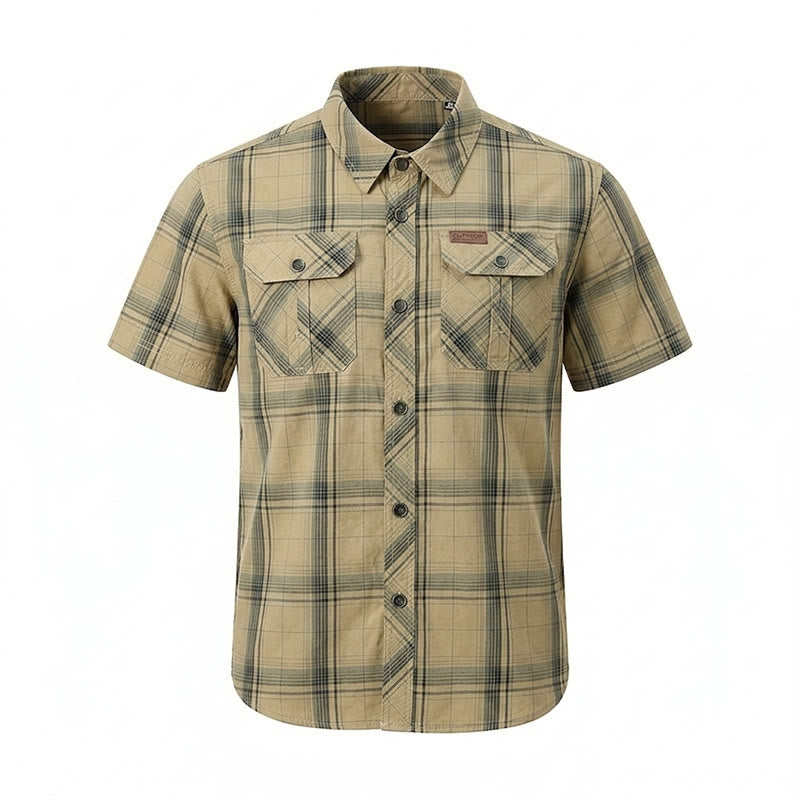 Camicia da uomo vintage a quadri con tasche a patta sul petto - image 14