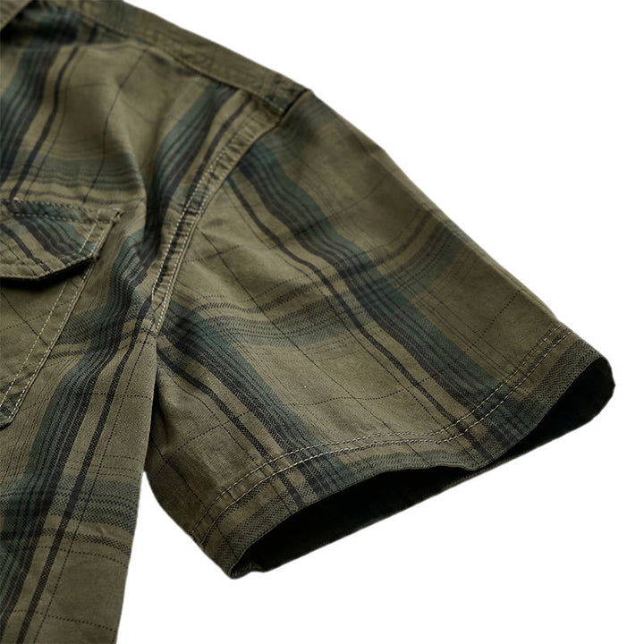 Camicia da uomo vintage a quadri con tasche a patta sul petto - image 10