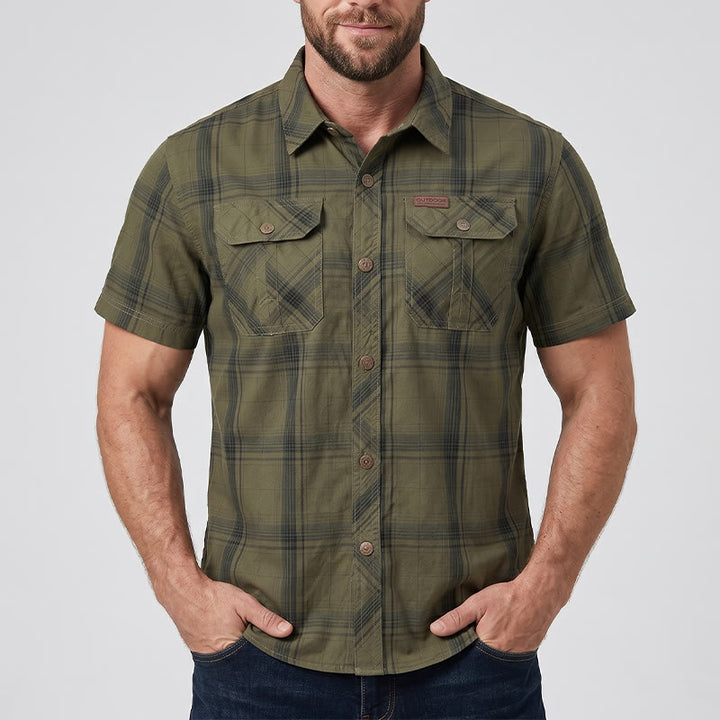 Camicia da uomo vintage a quadri con tasche a patta sul petto - image 1