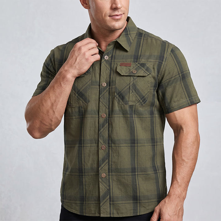Camicia da uomo vintage a quadri con tasche a patta sul petto - image 3