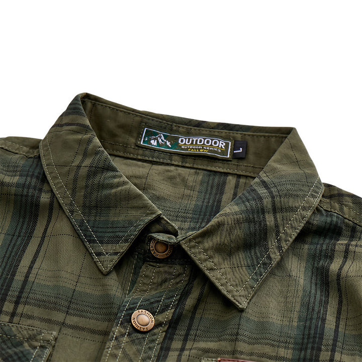 Camicia da uomo vintage a quadri con tasche a patta sul petto - image 6