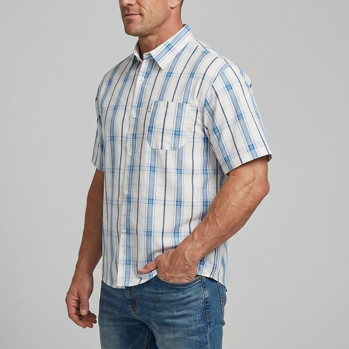 Camicia classica a righe color crema, ideale per l'ufficio. - image 3