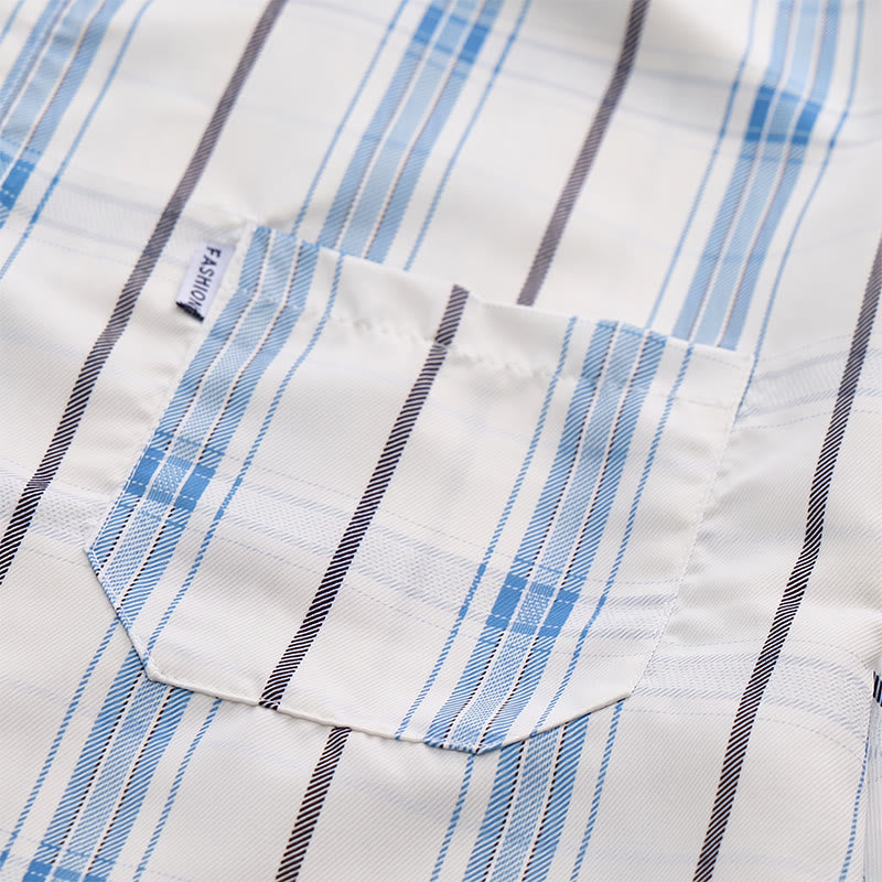 Camicia classica a righe color crema, ideale per l'ufficio. - image 7