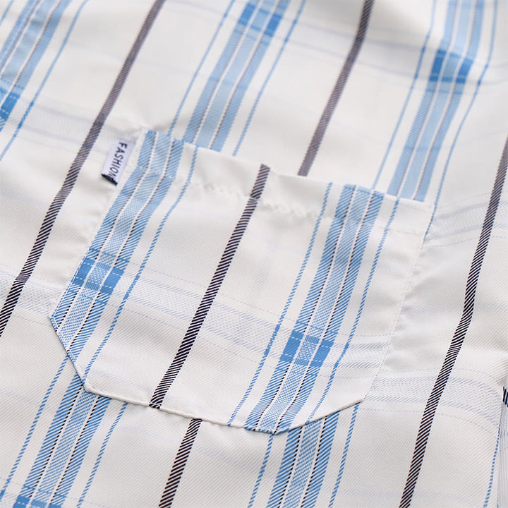 Camicia classica a righe color crema, ideale per l'ufficio. - image 7