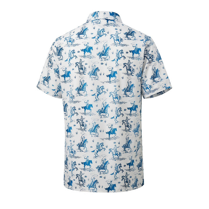 Camicia da cowboy classica "Ride Into Style" blu e bianca - image 9
