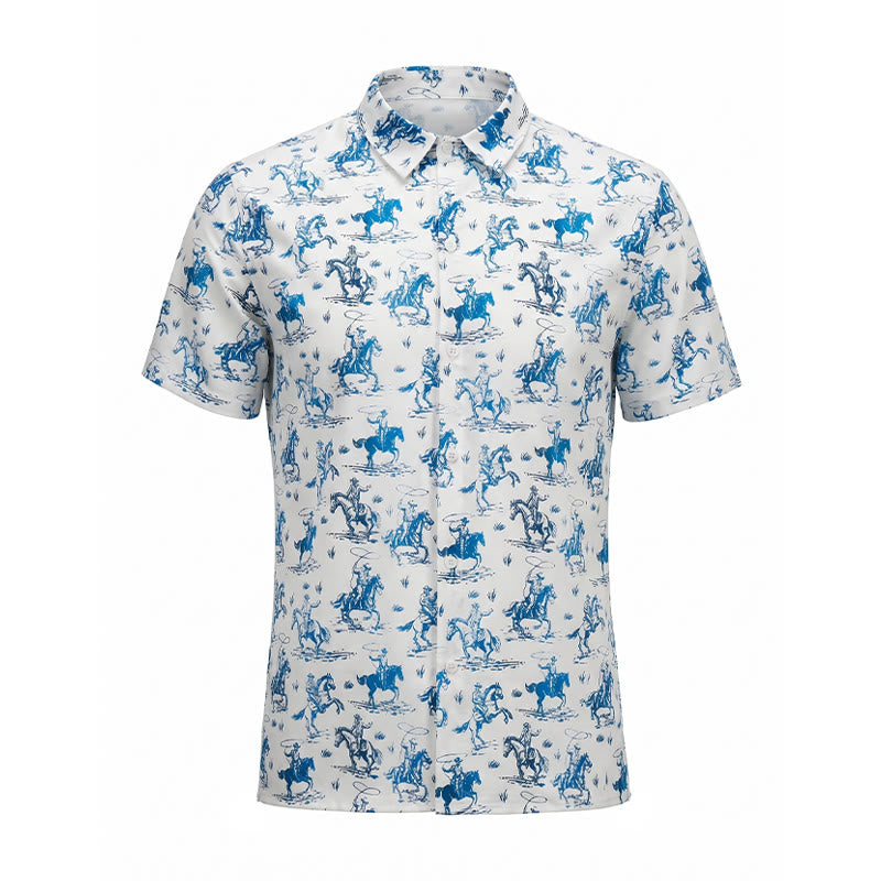 Camicia da cowboy classica "Ride Into Style" blu e bianca - image 8