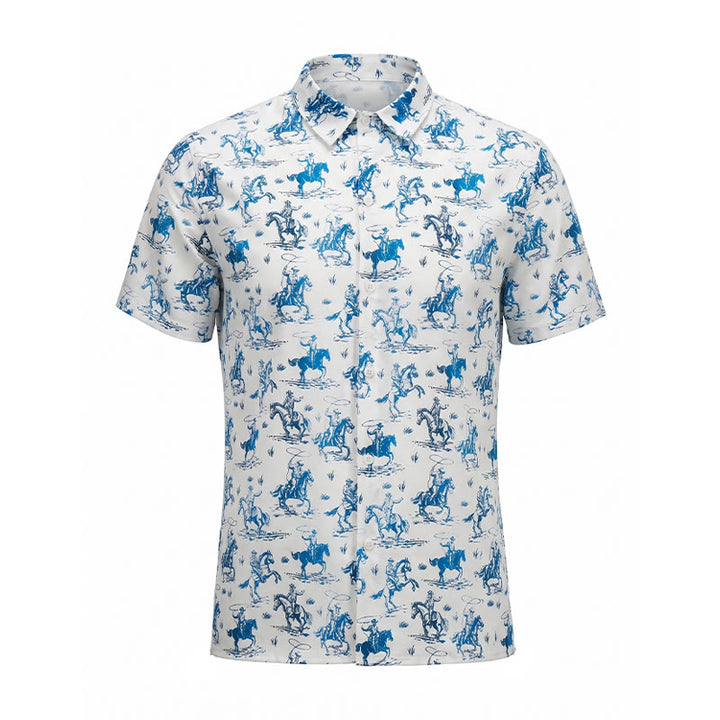 Camicia da cowboy classica "Ride Into Style" blu e bianca - image 8