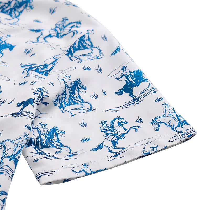 Camicia da cowboy classica "Ride Into Style" blu e bianca - image 7