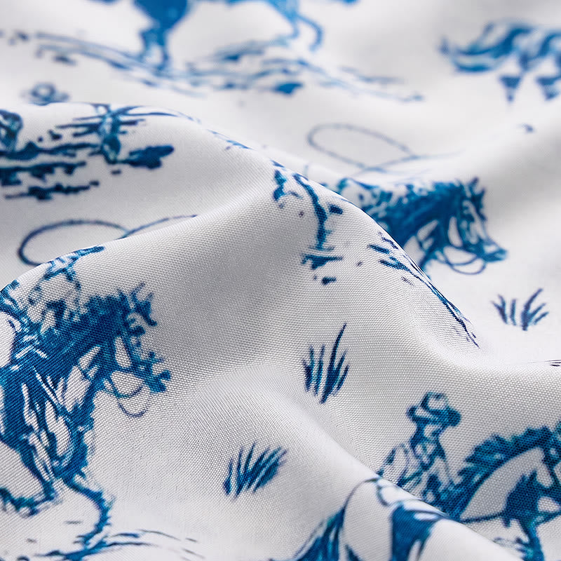 Camicia da cowboy classica "Ride Into Style" blu e bianca - image 5