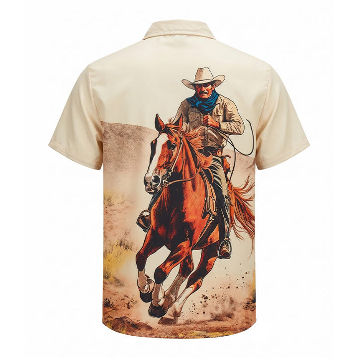 Camicia con stampa di cowboy al galoppo in stile western "Lone Rider" - image 9
