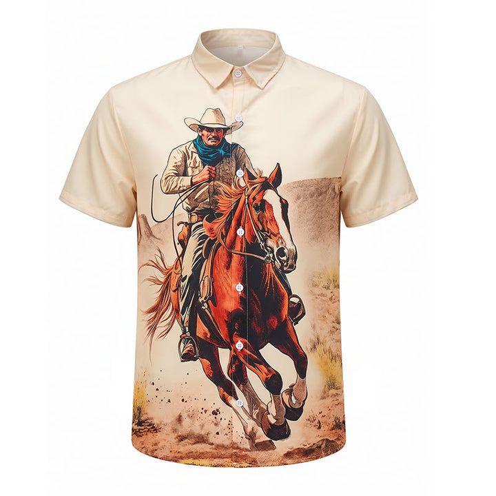 Camicia con stampa di cowboy al galoppo in stile western "Lone Rider" - image 8