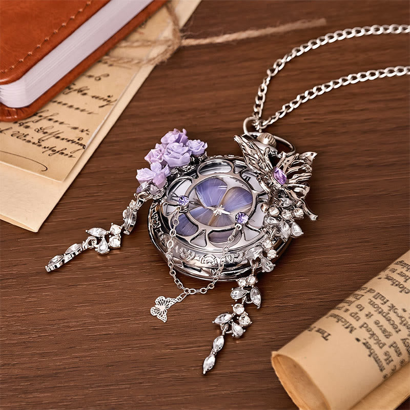 Orologio da tasca artigianale con farfalla e motivo "Giardino segreto della lavanda" - image 8
