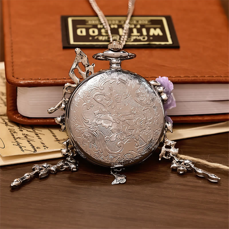 Orologio da tasca artigianale con farfalla e motivo "Giardino segreto della lavanda" - image 11