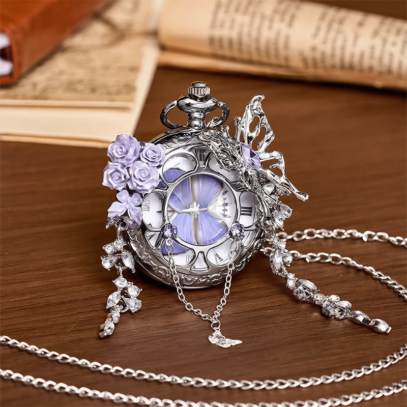 Orologio da tasca artigianale con farfalla e motivo "Giardino segreto della lavanda" - image 7