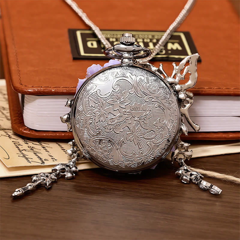 Orologio da tasca artigianale con farfalla e motivo "Giardino segreto della lavanda" - image 6