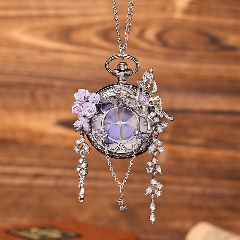 Orologio da tasca artigianale con farfalla e motivo "Giardino segreto della lavanda" - image 9