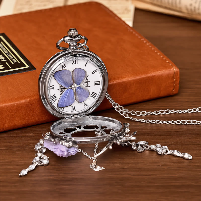 Orologio da tasca artigianale con farfalla e motivo "Giardino segreto della lavanda" - image 10