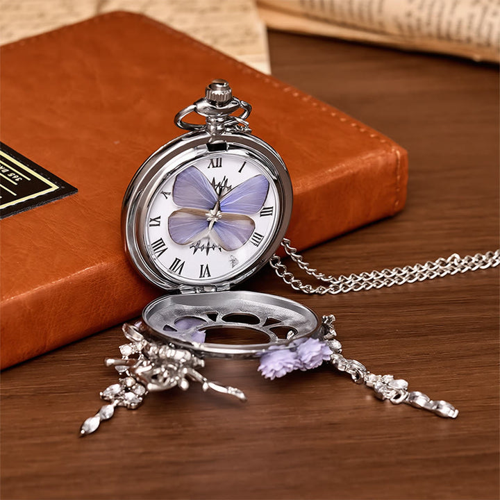 Orologio da tasca artigianale con farfalla e motivo "Giardino segreto della lavanda" - image 5