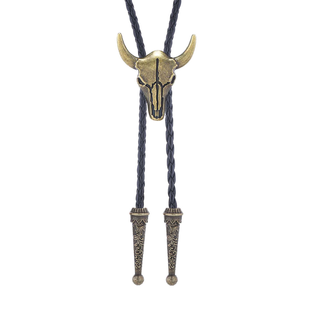 Bolo da cowboy vintage con teschio di toro in bronzo - Bronzo - image 3