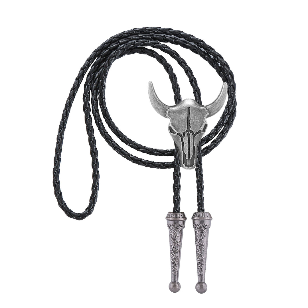 Bolo da cowboy vintage con teschio di toro in bronzo - image 8
