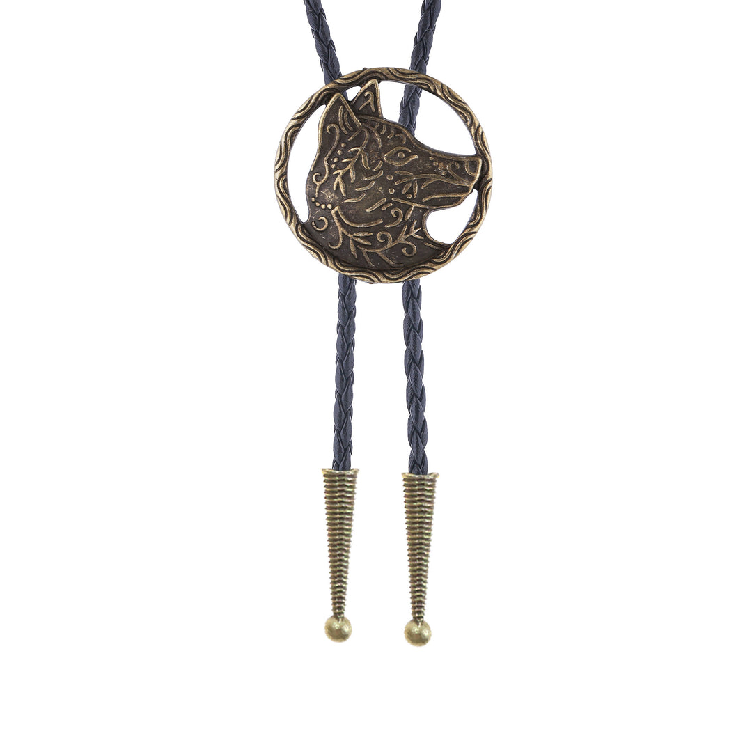 Bolo vintage in oro antico con testa di lupo cava - image 15