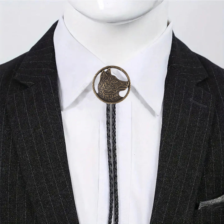Bolo vintage in oro antico con testa di lupo cava - image 13