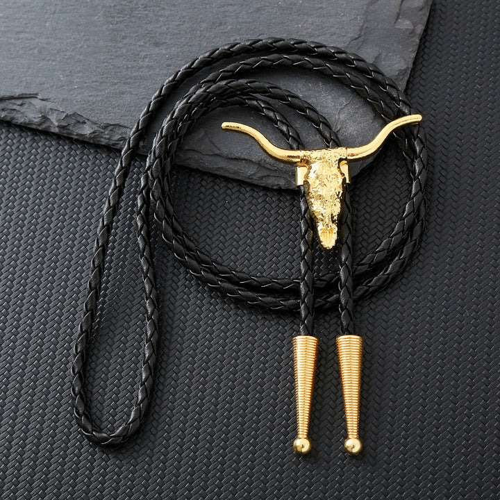 Cravatta retrò con teschio di toro Longhorn - D'oro - image 0