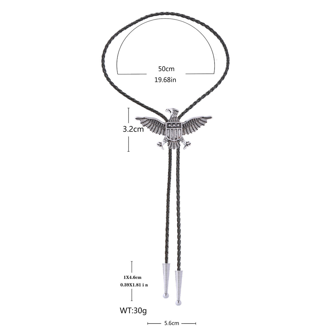 Bolo tie patriottico con aquila, stella e scudo dell'America occidentale. - image 12
