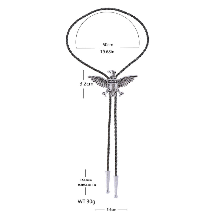 Bolo tie patriottico con aquila, stella e scudo dell'America occidentale. - image 12